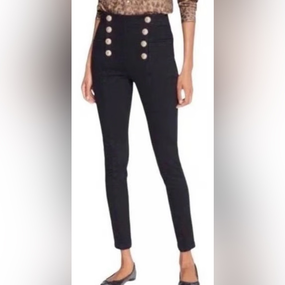 J. McLaughlin Hastings Sailor Black Nautical High Rise Skinny Jeans $168 NWT